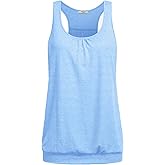 Miusey Womens Sleeveless Round Neck Loose Fit Racerback Yoga Tank Top