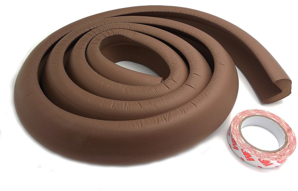 AKORD 2 Metre Brown Edge Protector, Foam Corner & Edge Guard for Baby Proofing Furniture, Tables, and TV Cabinets – Child Safety Bumper Strip for Sharp Edges