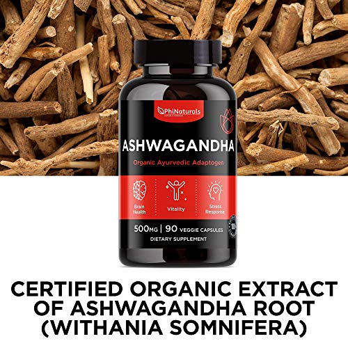 Ashwagandha Root Powder 500mg Capsules [90 Count] 100 Organic