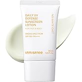 innisfree Daily UV Defense Korean Sunscreen SPF 50+ PA++++ | Lightweight, Hydrating Korean Face &amp; Body Sunscreen | Invisible Finish, Broad Spectrum, No White Cast