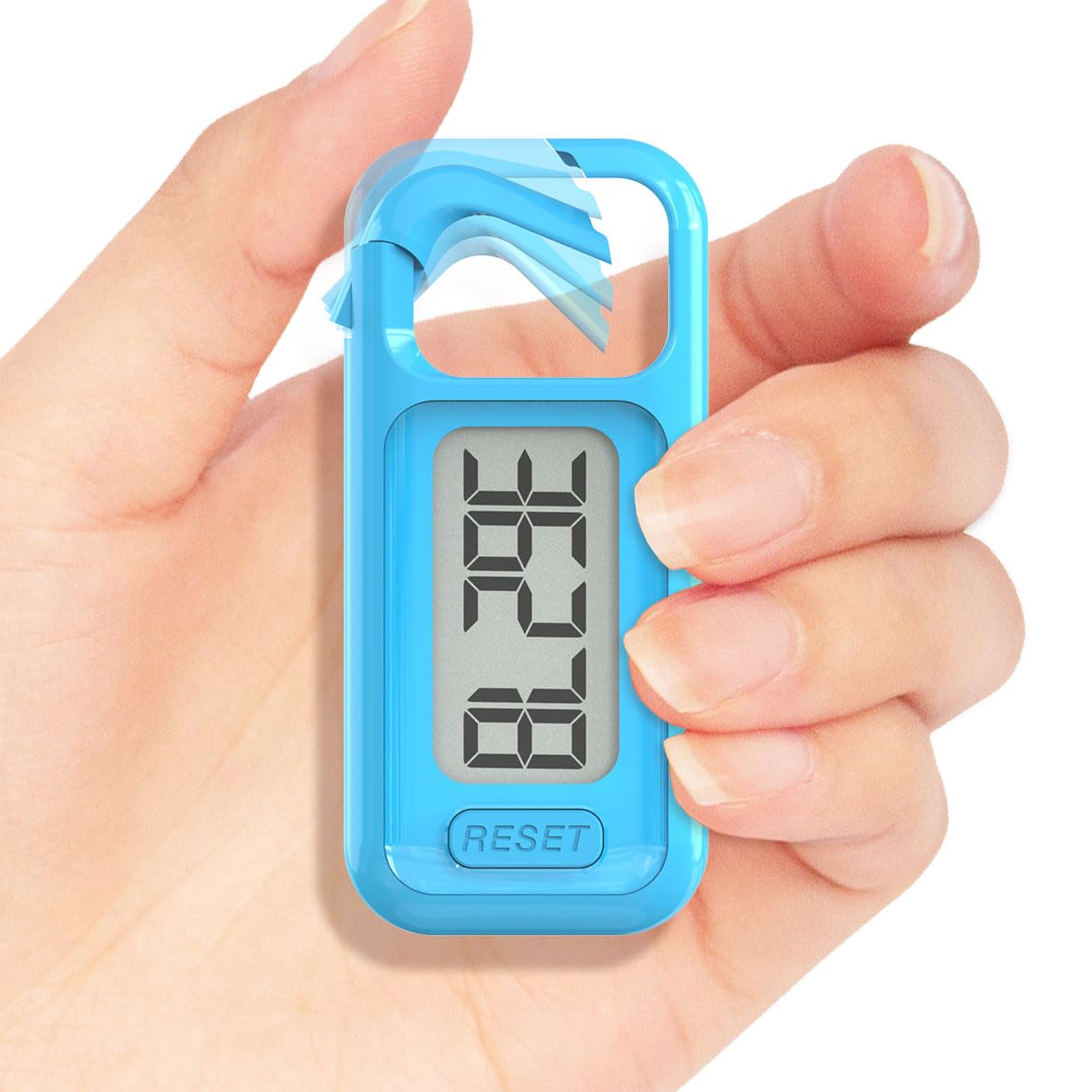Simple Walking 3D Pedometer, Portable Carabiner Step Counter, Steps Tracker with Neck Lanyard for Seniors Men Women (Blue)