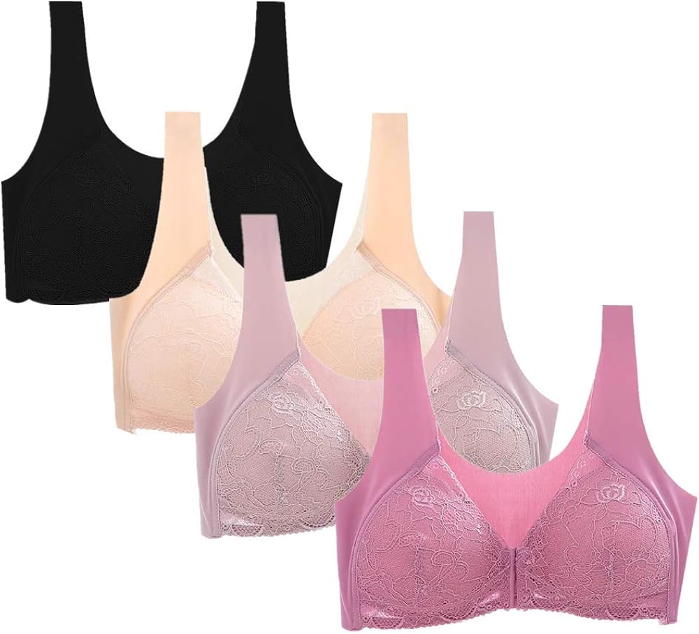 Women WireFree Push Up Bra Seamless Front Close Lace Bra at Amazon