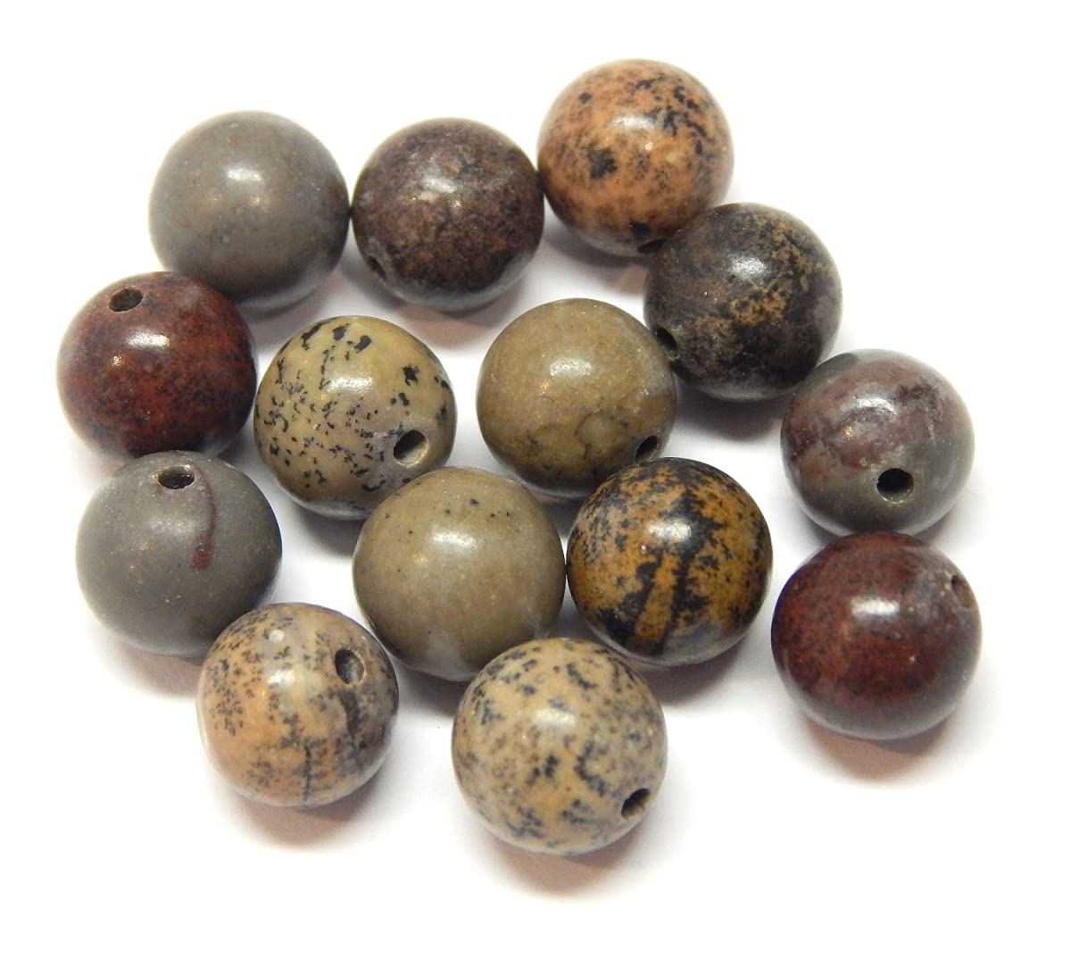 Picasso Jasper Stone Gemstone Beads, 8 mm, 6 mm, 4 mm, Ball, Semi-Precious Stones, Jewellery Making Craft Accessories, Jewellery Beads (4 mm - 25 Pieces)