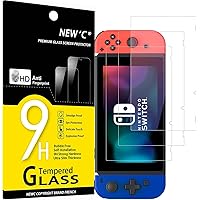 NEW'C 3 Pack Designed for Nintendo Switch Screen Protector Tempered Glass,Case Friendly Scratch-proof, Bubble Free, Ultra Res