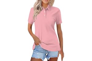 COTECRAM Women's Short Sleeve Polo Shirts Summer Button Down Collared Work Casual Tops Casual Loose Basic Tees