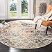 SAFAVIEH Madison Collection Area Rug - 4' Round, Cream & Multi, Boho Chic Distressed Design, Non-Shedding & Easy Care, Ideal for High Traffic Areas in Living Room, Bedroom (MAD611B)