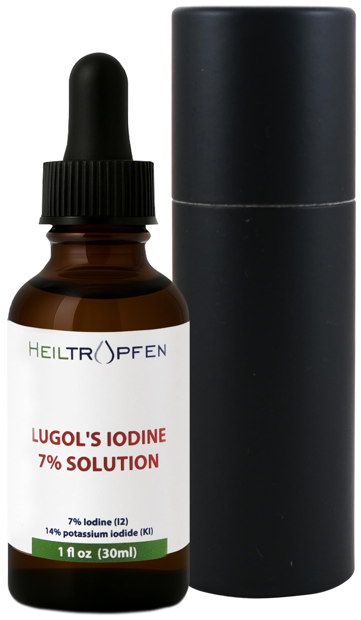 7% Lugols Iodine Solution 1 Oz - 30 ml | 21% Lugol's Liquid Formulation | Made with 7 Percent Iodine and 14% Potassium Iodide | Third-Party Tested | Heiltropfen®