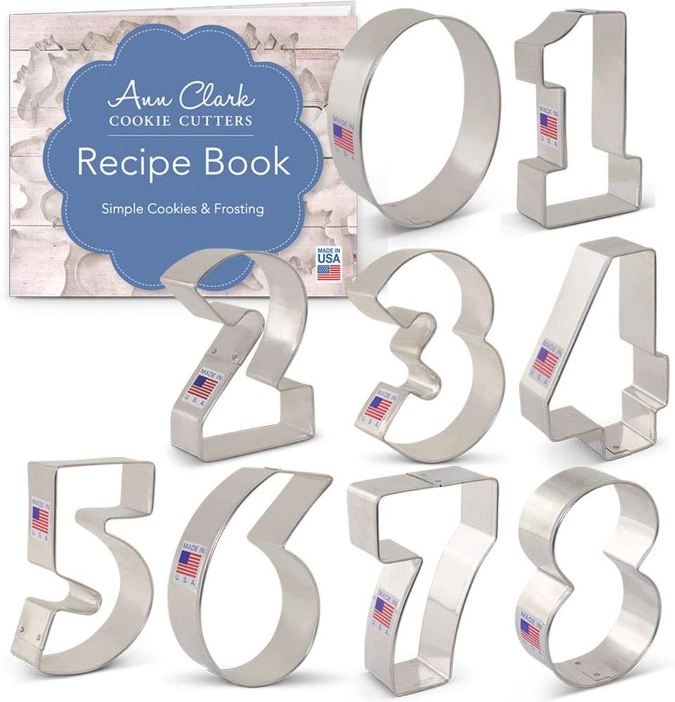 Ann Clark Cookie Cutters 9Piece Numbers Cookie Cutter Set with Recipe