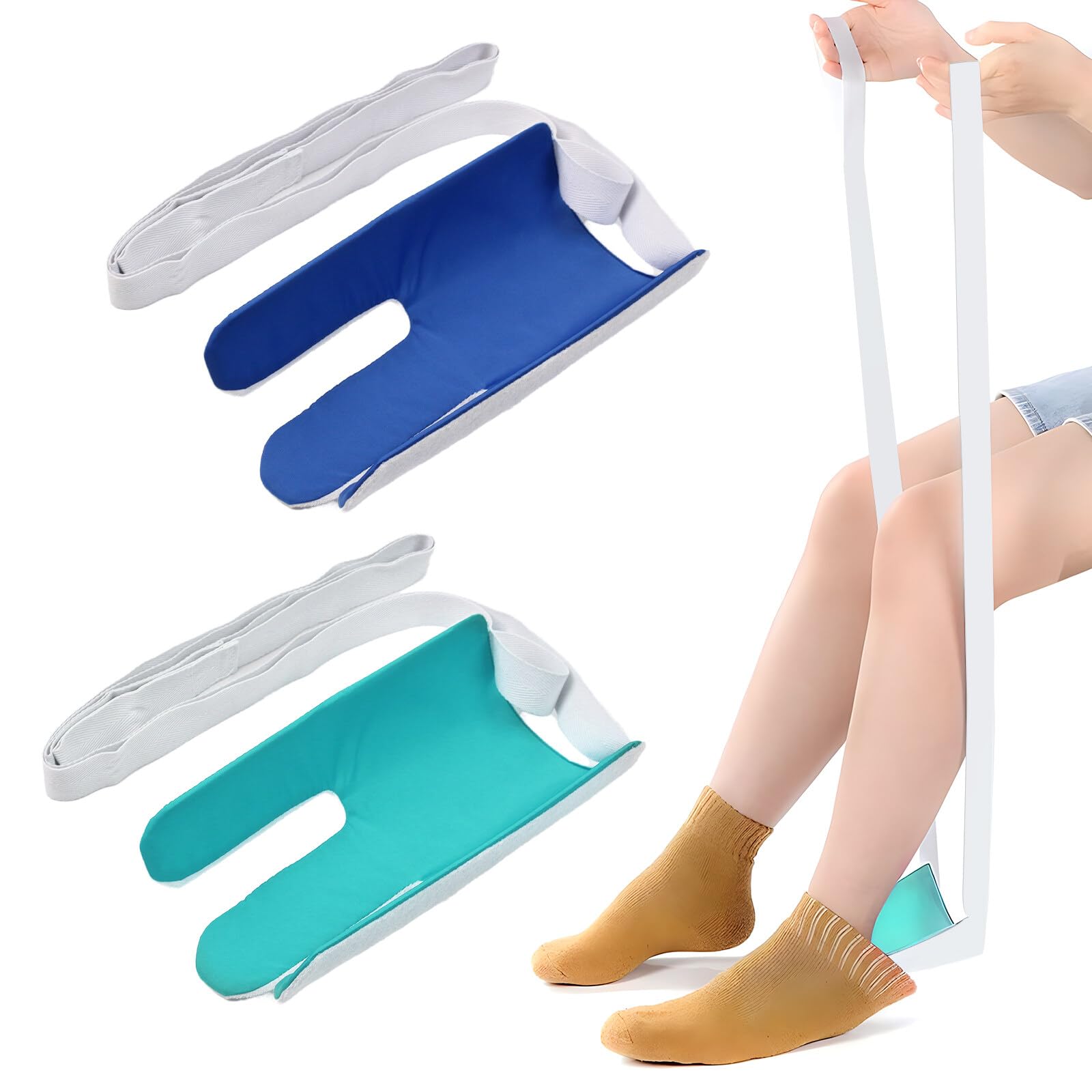 2 Pcs Set, Auxiliary Tools for Putting On and Taking Off Socks, Auxiliary Tools for The Disabled, Suitable for The Elderly, Disabled People, Pregnant Women, Diabetics, and Convalescent Patients.