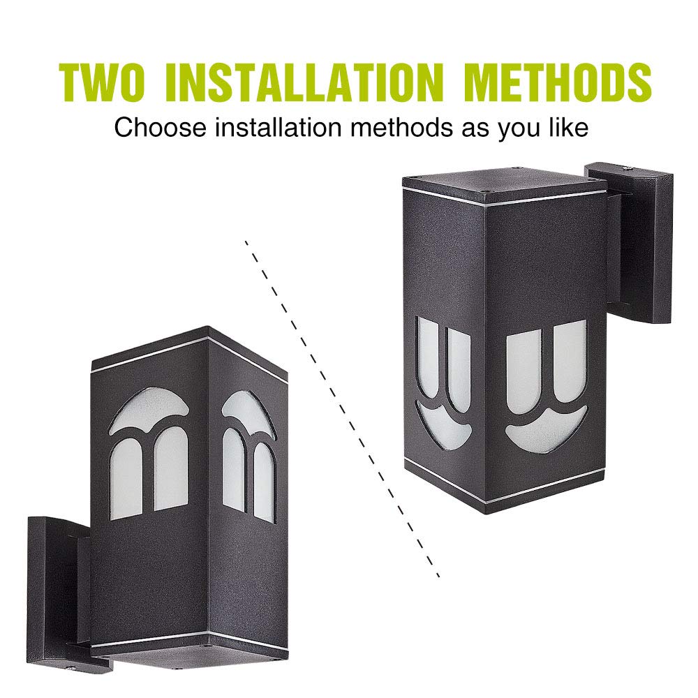 Contemporary 1-Light-Outdoor-Wall-Sconce with Black Finish On Steel with Clear Glass Panel Waterproof Outdoor Porch Light for Porch, Entryway, Patio, Deck, Garden