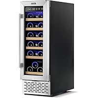 Colzer Elegant 12 Inch Wine Cooler, 18 Bottle Super Quiet Professional Compressor Wine Fridge with 3 Glass Doors Precise…