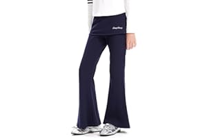 BARRY BANNY Girls Athletic Leggings Athletic Sweatpants with Pockets Flare Leggings for Girls School Uniform Pants Size 6-16Years