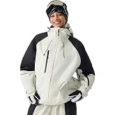 GSOU SNOW Womens Mens Baggy Snowboard Jacket With Reflective Strips | 20K Waterproof,15K Breathable,Windproof,Powder Skirt,Underarm Vent Zippers,6 Pockets,Color-Block Design for Snow Sports