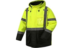 SKSAFETY Hi Vis Reflective Jacket, Waterproof Parka Jacket Men, High Visibility 3 Safety Jacket