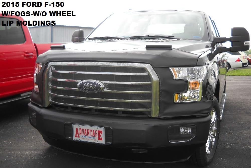 Lebra 2 Piece Front End Cover Black - Car Mask Bra - Fits - 2015-17 Ford F150 with Fogs, Without Wheel Lip moldings