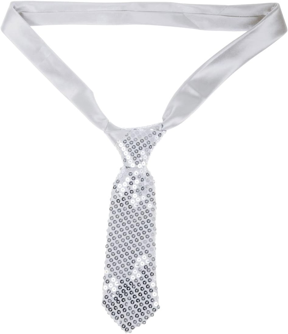 Folat - Silver Metallic Tie with Glitter, Silver Colored, Length : 25cm