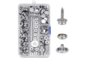 CENOZ 150 PCS Canvas Snap Kit Tool, Metal Screws Snaps Marine Grade 3/8" Socket Stainless Steel Boat Canvas Snaps with 2 PCS Setting Tool for Boat Cover Furniture (150 PCS)