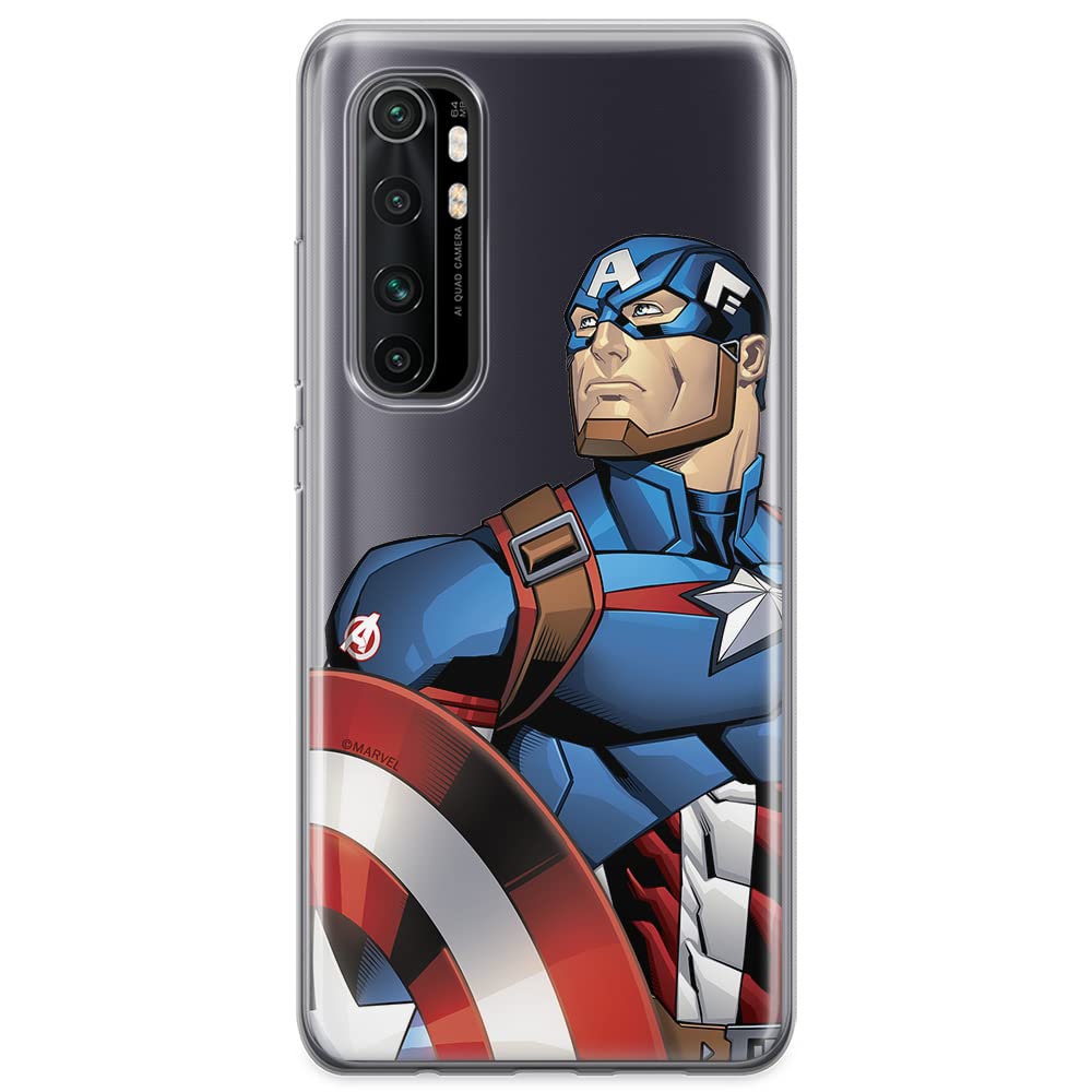 ERT GROUP mobile phone case for Xiaomi MI NOTE 10 Lite original and officially Licensed Marvel pattern Captain America 011 optimally adapted to the shape of the mobile phone, partially transparent