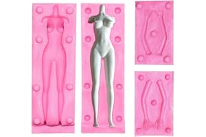 MOLDFUN 3D Woman Nude Clay Mold Female Doll Nudity Naked Full Body Silicone Molds Kit for Fondant Cake Decorating Polymer Clay Crafting Tools Supplies
