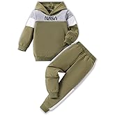 2-6T Toddler Baby Boy Clothes Long Sleeve Hooded Pullover Colorblock Sweatshirt + Pants 2pcs Fall Winter Outfit Set