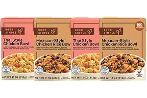 Born Simple Variety Pack – 4-Pack of Prepared Meals | Includes 2 Thai Style Chicken & 2 Mexican-Style Chicken Bowls | Ready-to-Eat, Premium Ingredients