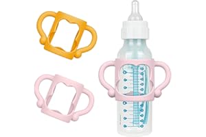 Aolso Silicone Baby Bottle Handles, 2PCS Bottle Handles for Dr Brown Narrow Bottles, Easy Grip Handles to Hold Baby Bottle, Easy Carry Handle Lightweight Bottle Handle(Pink/Orange)