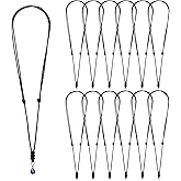 Tweruna 12 PCS Vintage Black Leather Necklace Cord, Black Adjustable Necklace Cord for Men, Double Knotted Craft PU Leather Necklaces Rope Cords with Metal Ring for Hanging Pendants