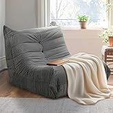 Hsundries Bean Bag Chairs for Adults, Memory Foam Couch Sofa Chair,One-Piece Foam Padding,Cozy Corduroy Material Bean Bag Chair,Bean Bag Sofa for Reading in Bedroom Living Room and Dorms,Gray