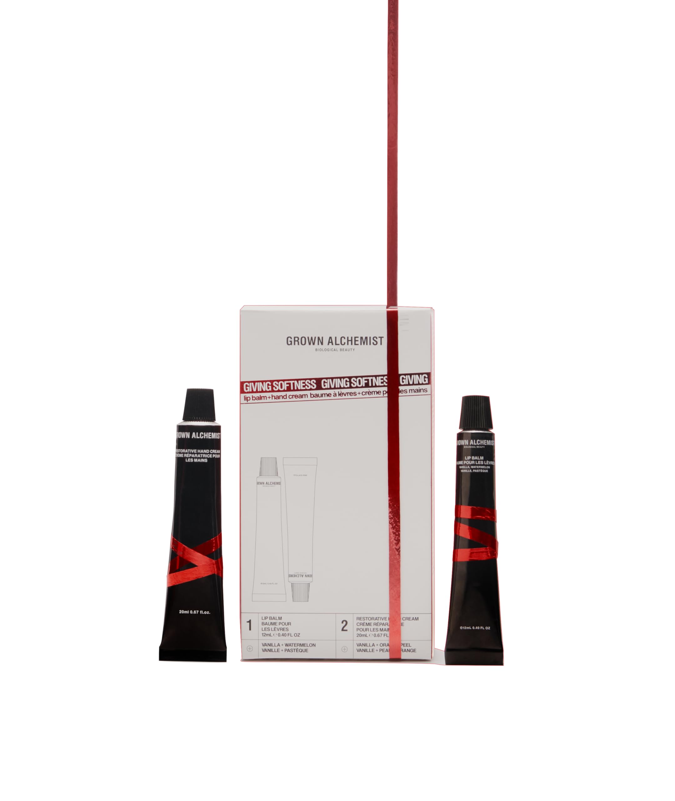 Grown Alchemist Giving Softness, Limited Edition Gift Set & Value pack - 12ml Moisturising Lip Balm, 20ml Restorative Hand Cream