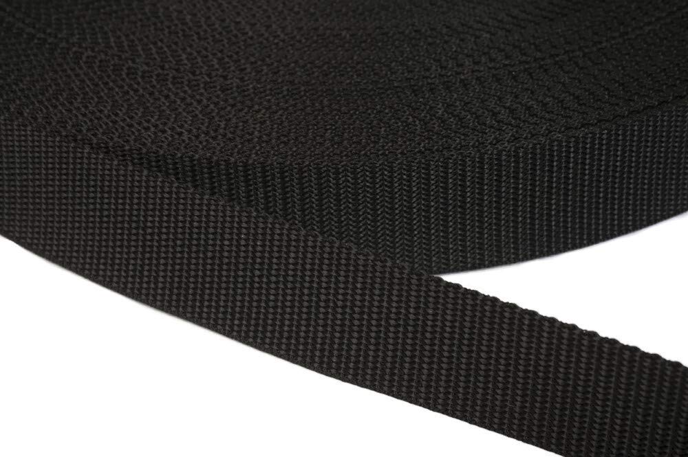 Jajasio PP Webbing 30 mm Wide Polypropylene 1.2 mm Thick in 41 Colours, Cotton, 41 - Black, 06 Meter