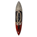 NOVICA Black and Red Ghanaian Sese Wood Wall Mask