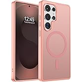 SUPFINE Magnetic for Samsung Galaxy S25 Ultra Case(Compatible with MagSafe) (Military Grade Drop Protection) Slim Translucent Shockproof Phone Case,Pink