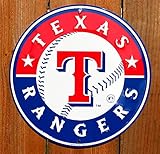 Texas Rangers 12 inch Baseball Style Metal Circle Sign