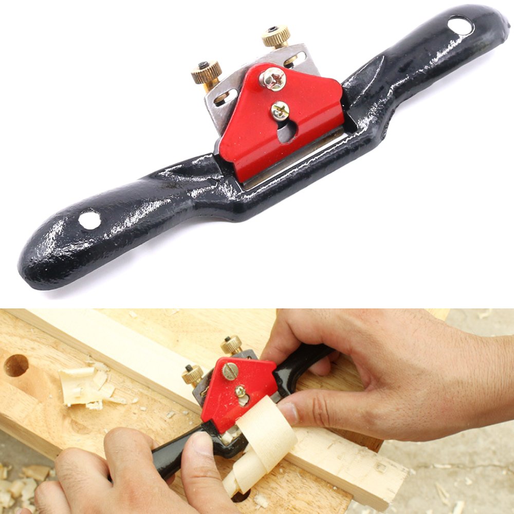 Swpeet 10'' Adjustable SpokeShave with Flat Base, Metal Blade Hand Tool Perfect for Wood Craft and Wood Working