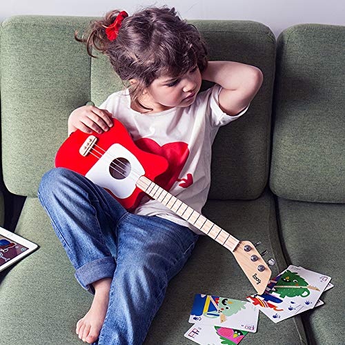 Loog Mini Acoustic kids Guitar for Beginners 3-strings Ages 3+ Learning app and lessons included Red