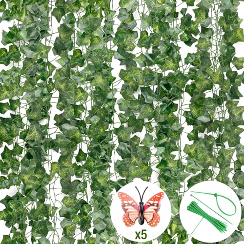 GALASALA Enredaderas Artificiales 24 Pzs, 24 * 2m Plantas Colgantes Artificiales Hogar, Planta Artificial Decorativa, Hogar Decoración, Jardín de Bodas Temático del Bosque Decoración de Hoja Verde