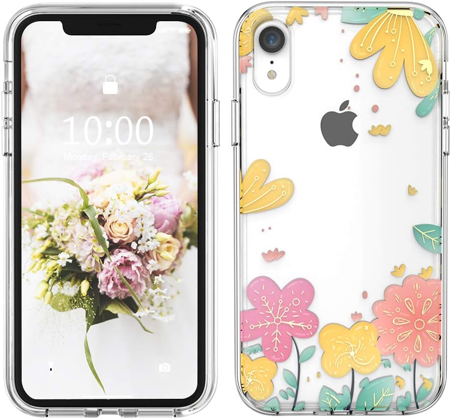 SURPHY Clear iPhone XR Case, Yellow Wildflower Pattern Amazon.co.uk
