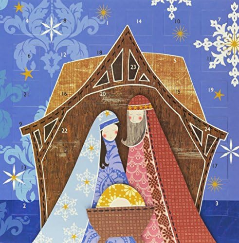 Jesus, Mary & Joseph with Layered 3D Effect Advent Calendar (layered with foam pads includes envelope): 11.75 x 11.75