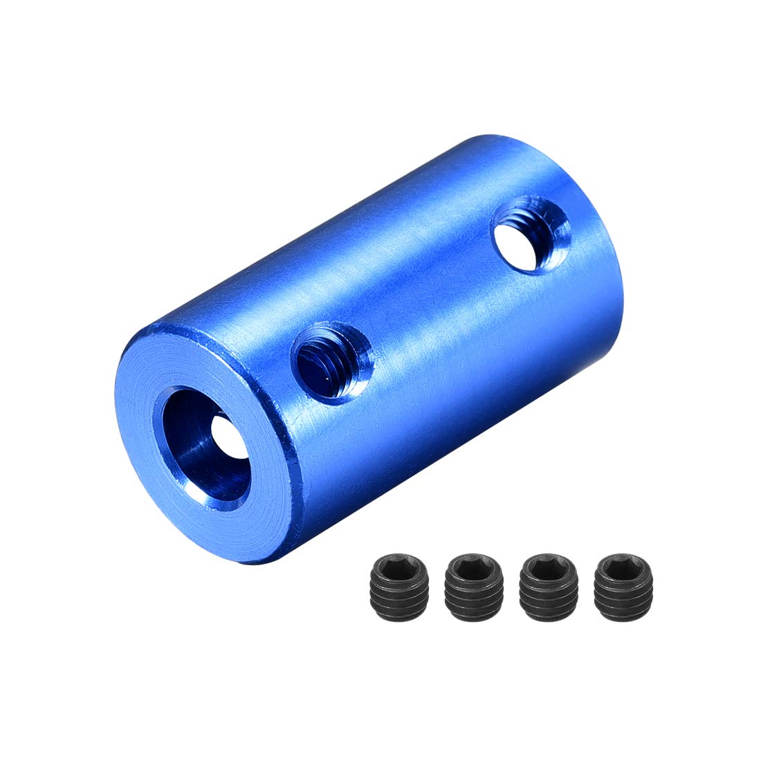 sourcing map 6.35mm to 8mm Bore Rigid Coupling Set Screw L25XD14 Aluminum Alloy,Shaft Coupler Connector,Motor Accessories,Dark Blue,4pcs