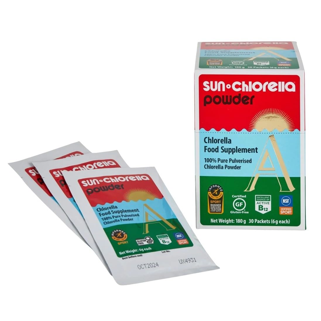 Sun Chlorella, Sun Chlorella A Powder, 6g x 30 Packets, 180g