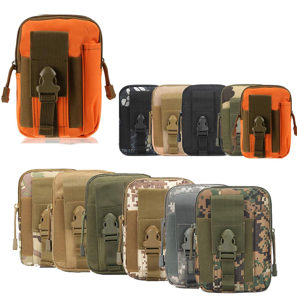 ZhaoCo Tactical Molle Pouch, Compact Utility Belt Pouch Military Army EDC Pouch Waist Bag Fanny Packs for Sports Hiking Camping - Orange