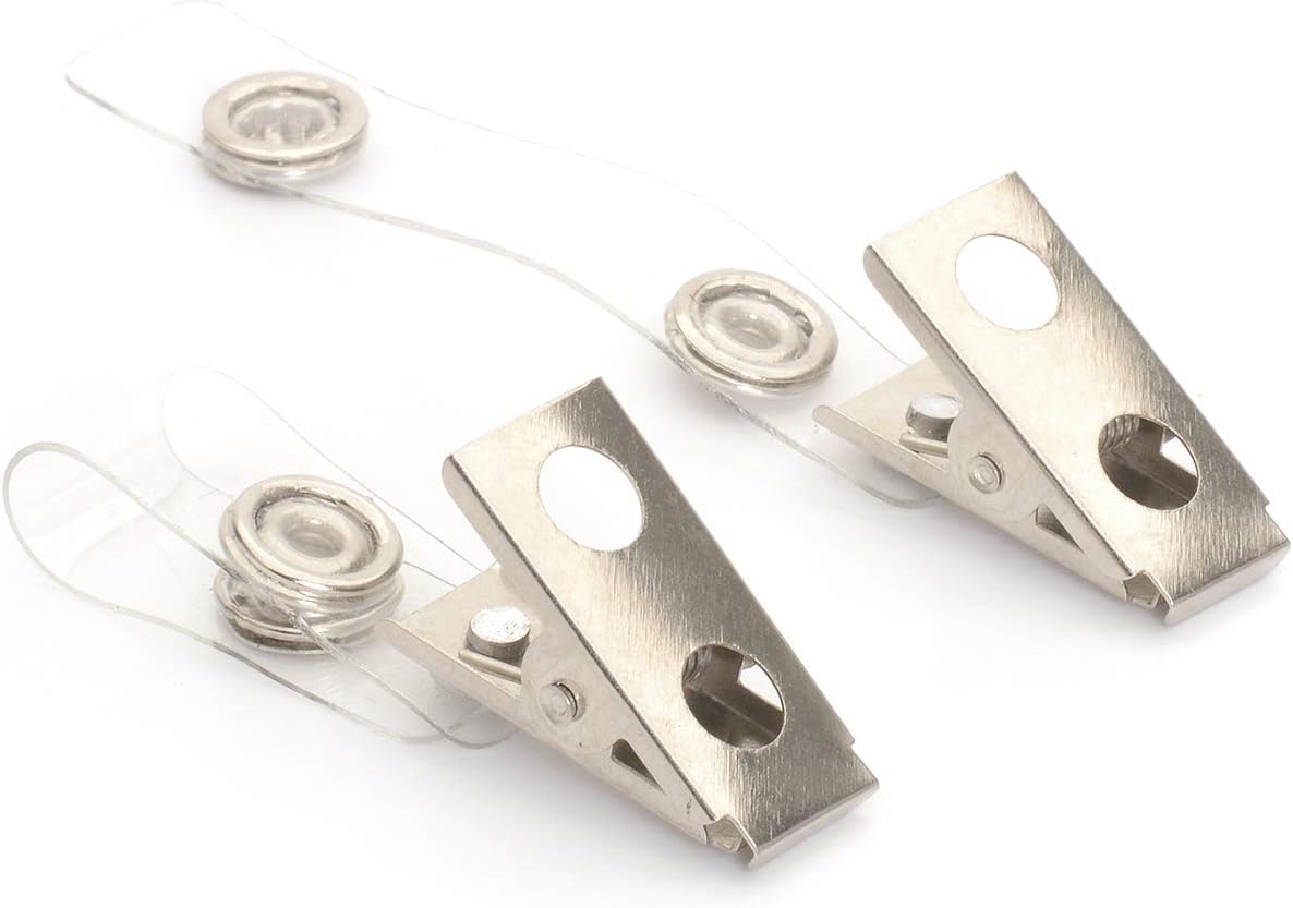 CKB LTD Pack of 50 ID Badge Clips Metal Crocodile Clips and Plastic Straps