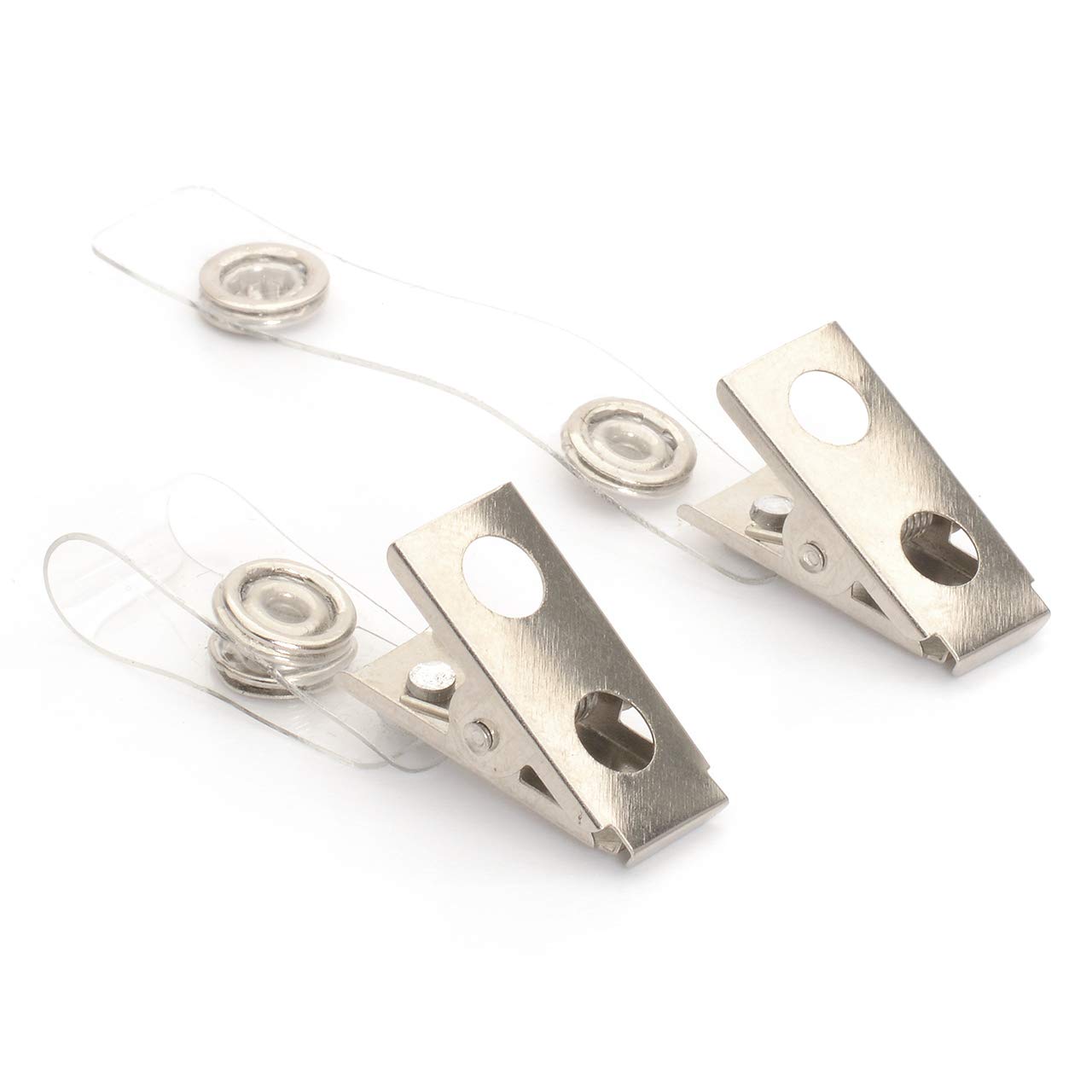 CKB LTD Pack of 50 ID Badge Clips Metal Crocodile Clips and Plastic Straps - Used for Fastening Business Visitor Name Tag Security Pass Card Holders