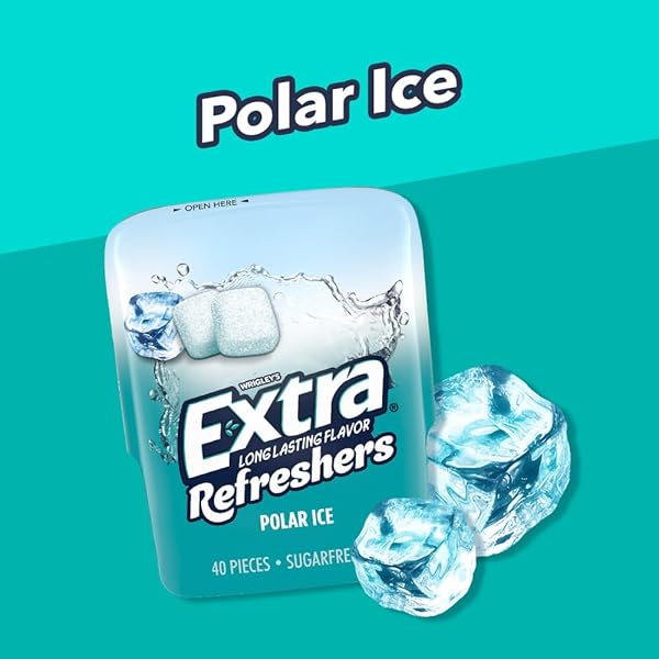 EXTRA EXTRA REFRESHERS CHEWING GUM, POLAR ICE, 40 COUNT