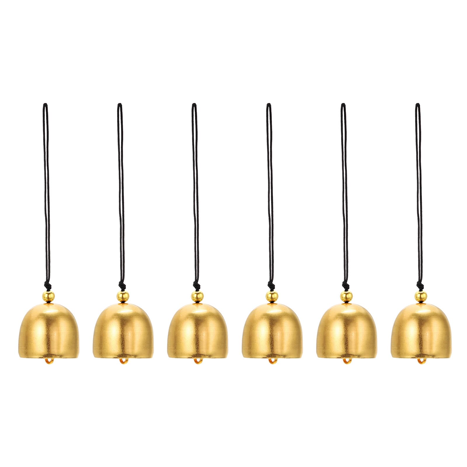 PATIKIL 6 Pcs Wind Chime, Hanging Bells Temple Bells Retro Outdoor Hanging Metal Chinese Wind Chime Round for Outside Garden Camping, Gold Black