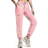 Eipnare Women's Scrub Pants, Mid Rise Slim Fit Cargo Joggers with Pockets and Adjustable Drawstring Waistband for Women