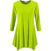 Topdress Women's Swing Tunic Tops 3/4 Sleeve Loose T-Shirt Dress