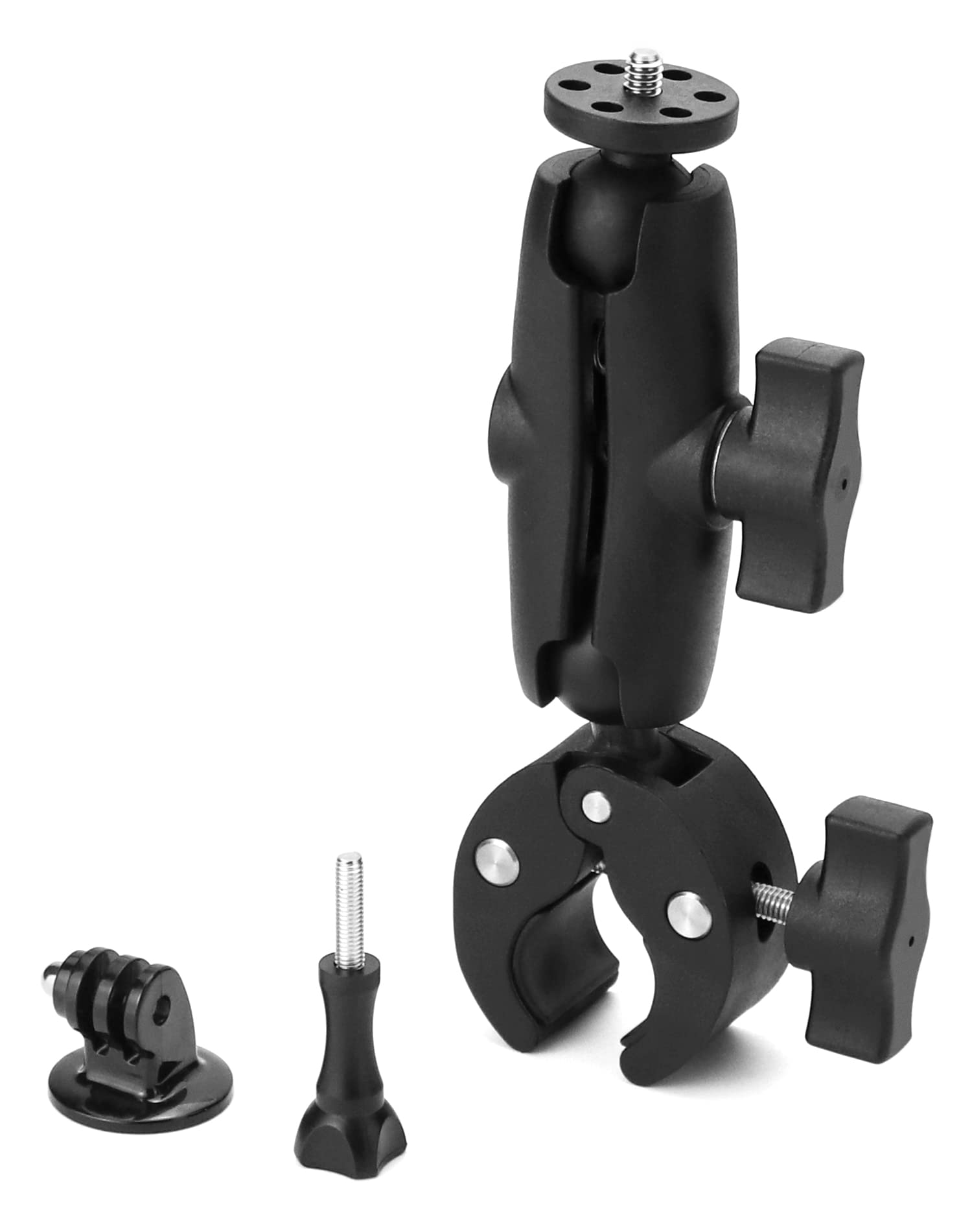 QWORK® Camera Bike Motorcycle Mount Handlebar Clamp Mount 360° Rotation Compatible with GoPro and Other Action Cameras