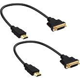 YARCHONN HDMI to DVI Cable Adapter Bi-Directional Converter Connector Cord | DVI-D 24+1 Female to HDMI Male,for PC TV Monitor Projector,1080P,30cm,2pcs