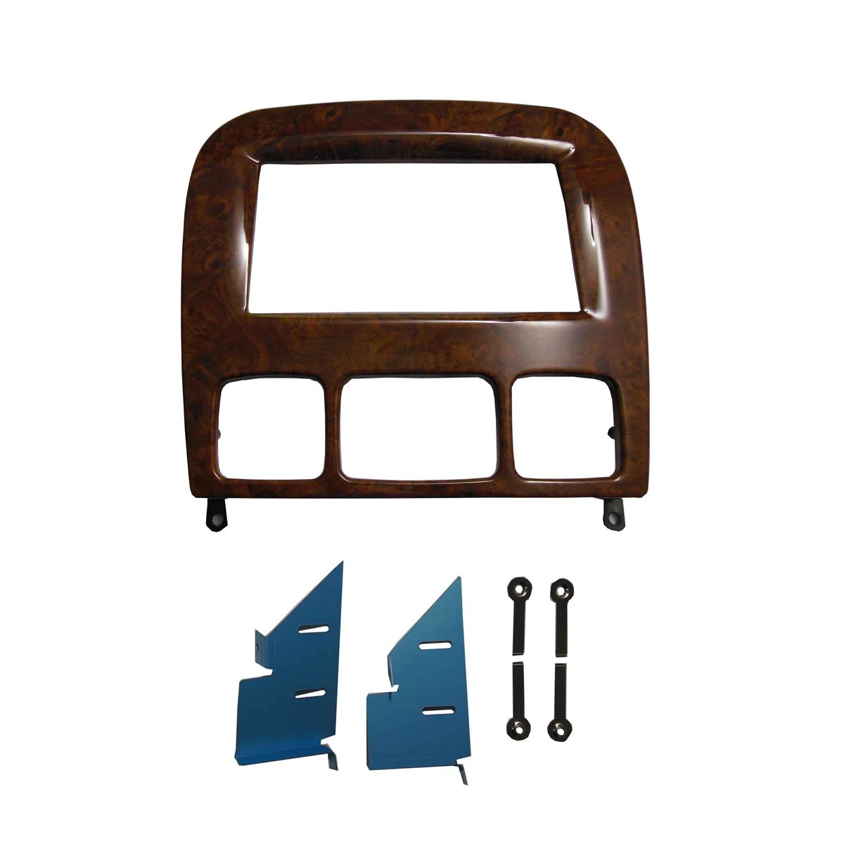 DKM Double Din Radio Stereo Installation Trim for Mercedes Benz S Class W220 Dash Trim Kit Fascia 1998-2005 Wood Grain 173*98mm Opening